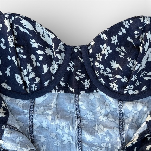 Free People Under the Moonlight Maxi Dress Navy Blue Floral Maxi Dress Blue 6 - Picture 5 of 9